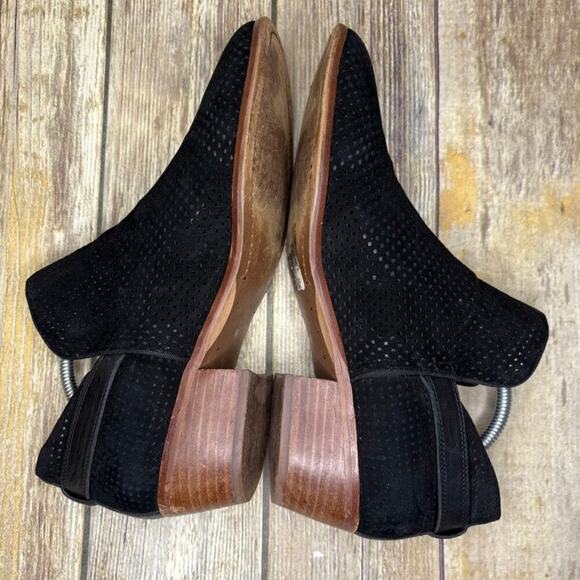 Sam Edelman Black Suede Distressed Block Heel Boho Ankle Bootie Womens Sz 11 - Picture 4 of 9